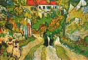Vincent Van Gogh Village Street and Steps in Auvers with Figures Spain oil painting artist